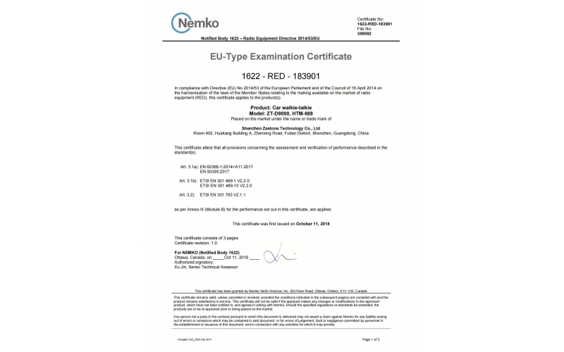 D9000 car radio authentication certificate  FCC CE documentation